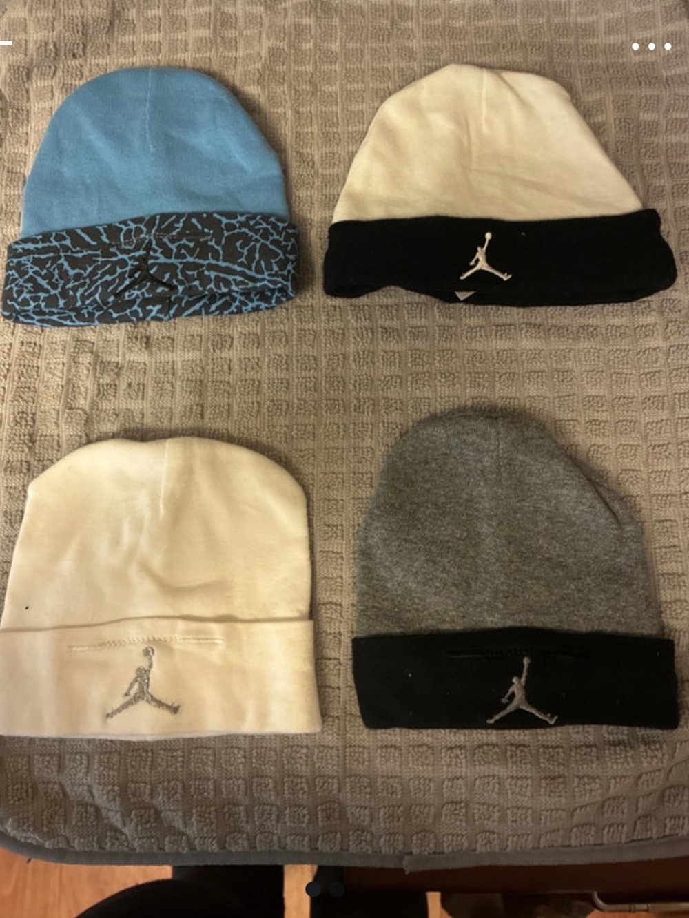 Jordan Baby Beanie Hat Pack - White, Gray and Black